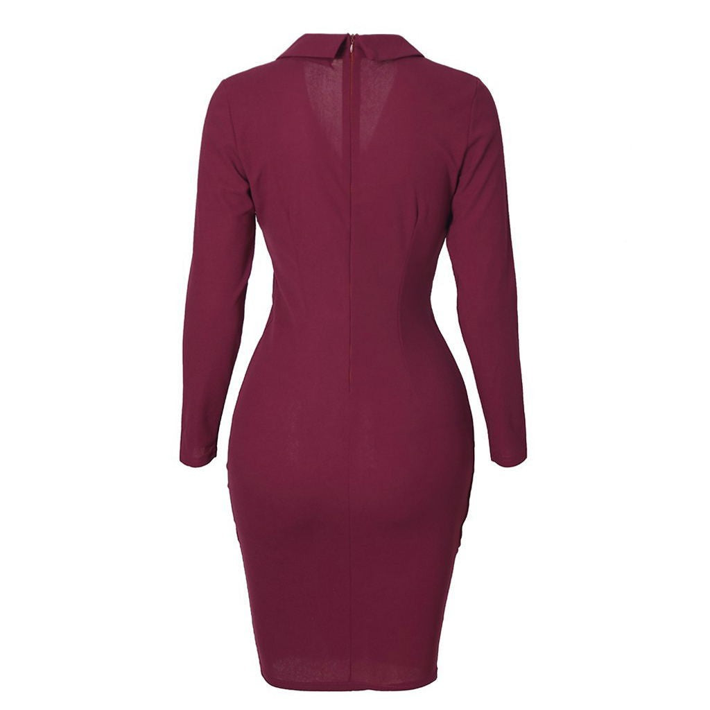 Arvella Buttoned Polo Collar Midi Dress