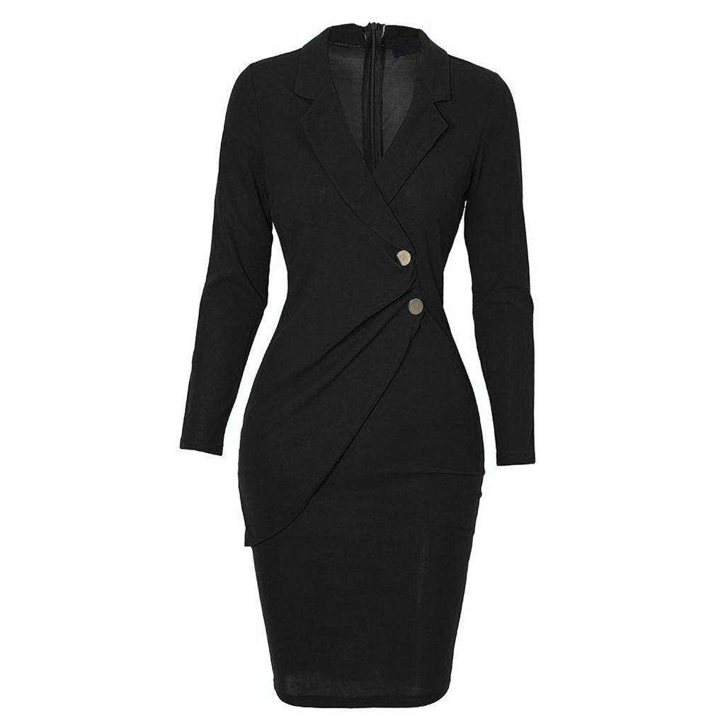 Arvella Buttoned Polo Collar Midi Dress