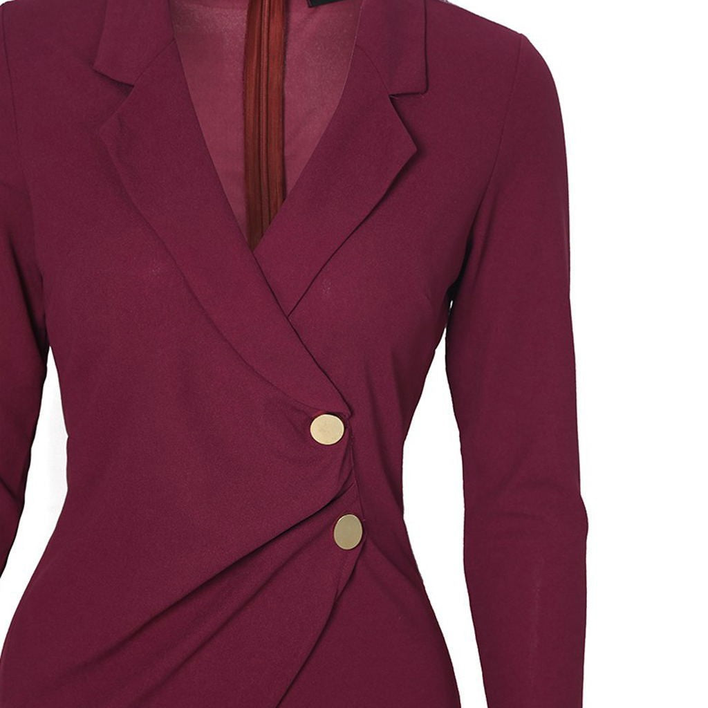 Arvella Buttoned Polo Collar Midi Dress