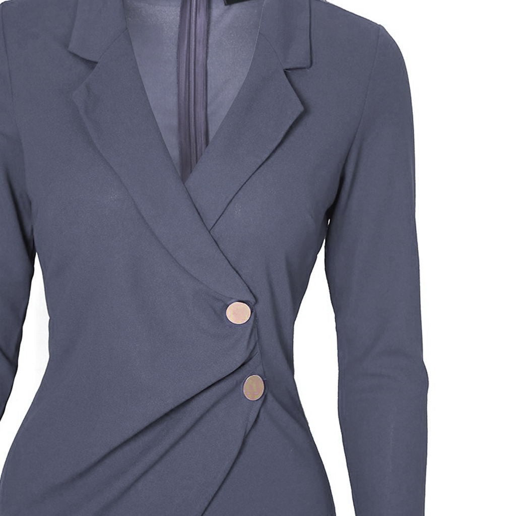 Arvella Buttoned Polo Collar Midi Dress