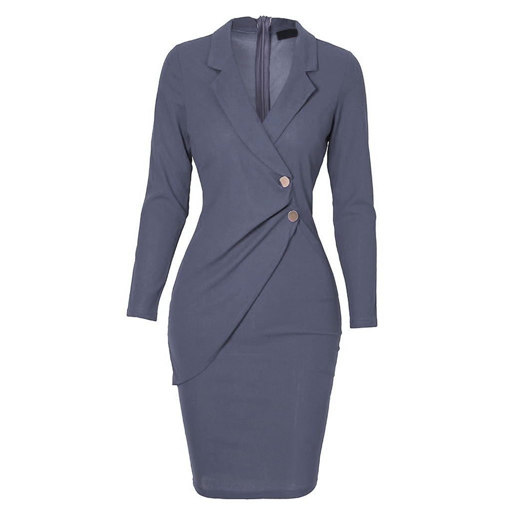 Arvella Buttoned Polo Collar Midi Dress