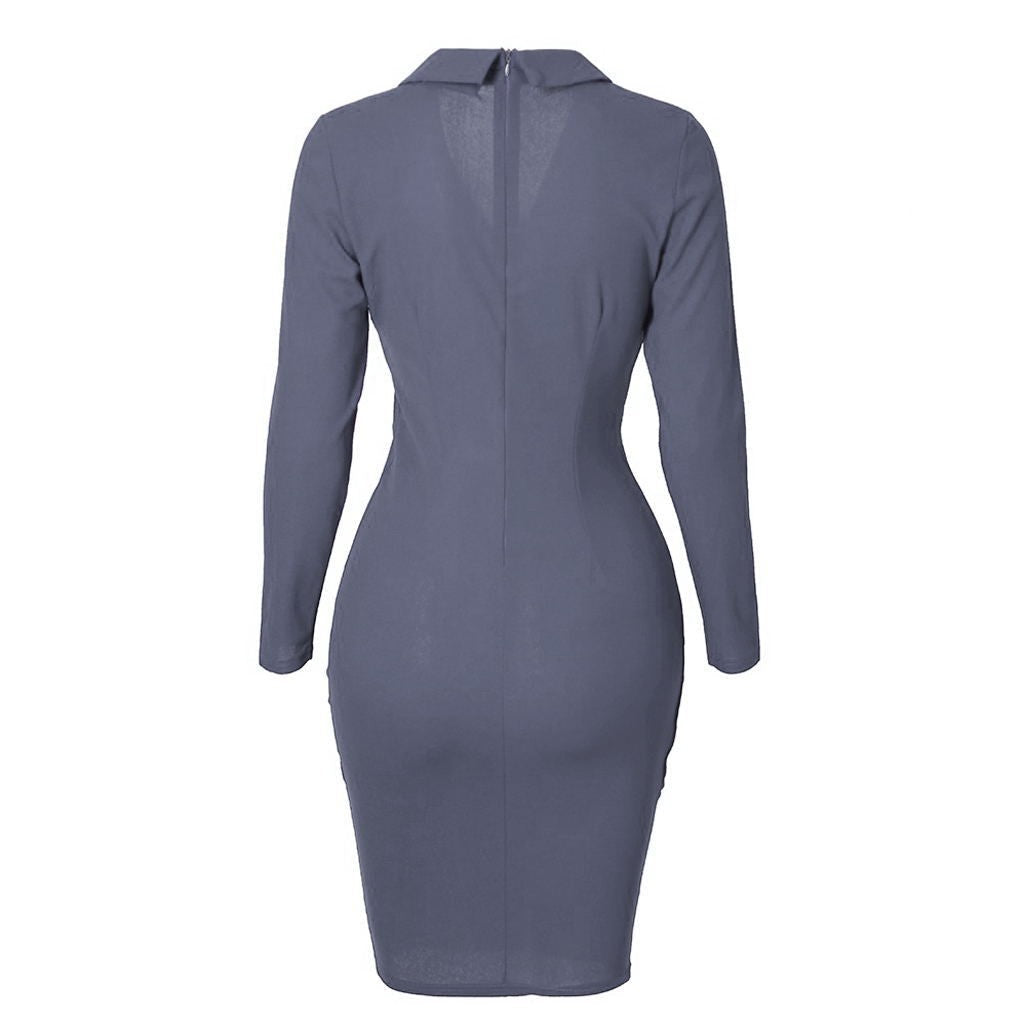 Arvella Buttoned Polo Collar Midi Dress