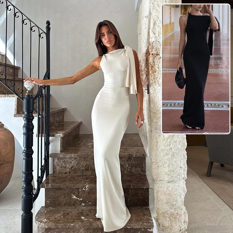 Arvella One-Shoulder Ribbon Dress