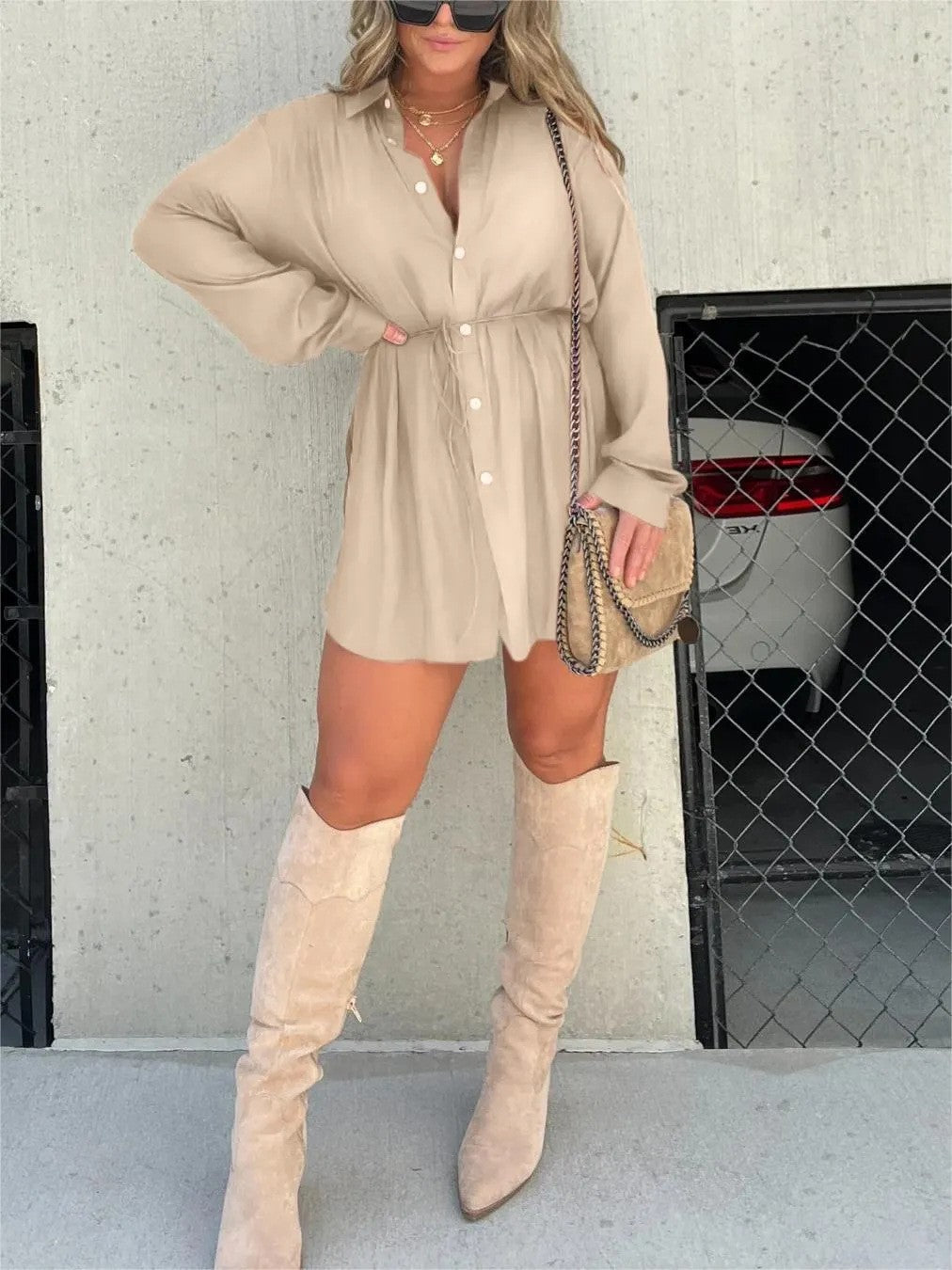 Avyra Long Sleeve Shirt Jumpsuit
