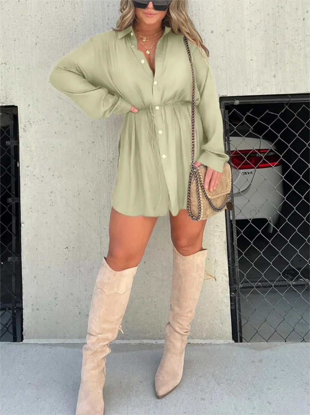 Avyra Long Sleeve Shirt Jumpsuit