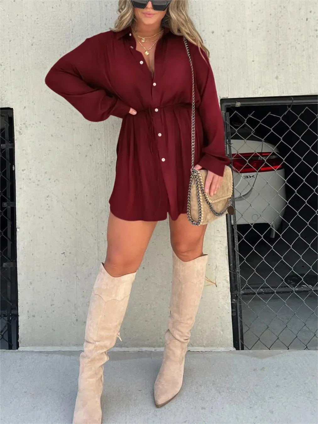 Avyra Long Sleeve Shirt Jumpsuit