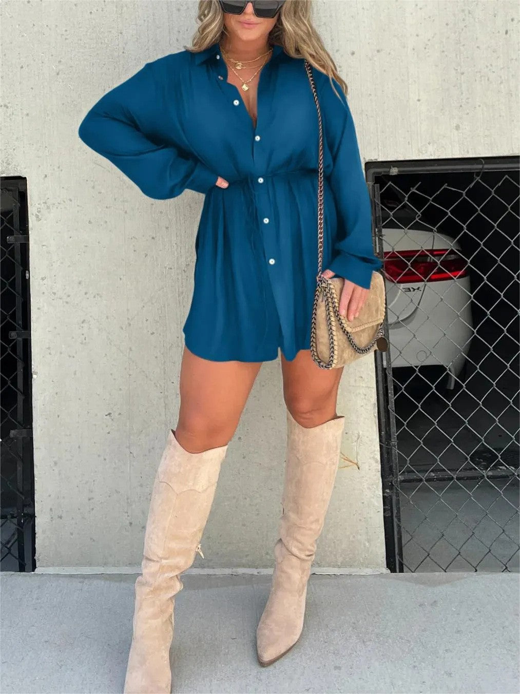 Avyra Long Sleeve Shirt Jumpsuit