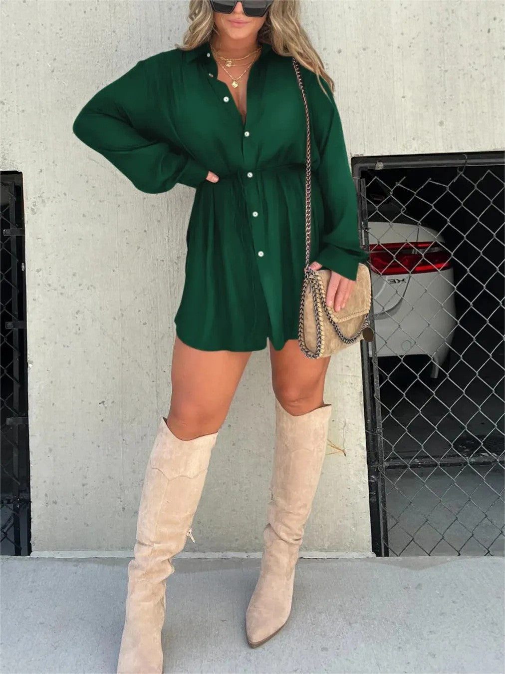 Avyra Long Sleeve Shirt Jumpsuit