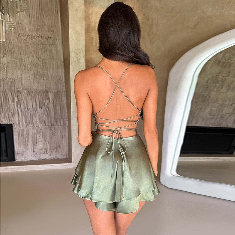 Elira Satin Backless Mini Dress