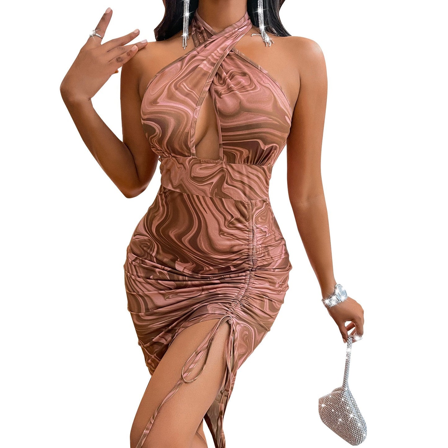 Evandra Open-Ended Halterneck Mini Dress