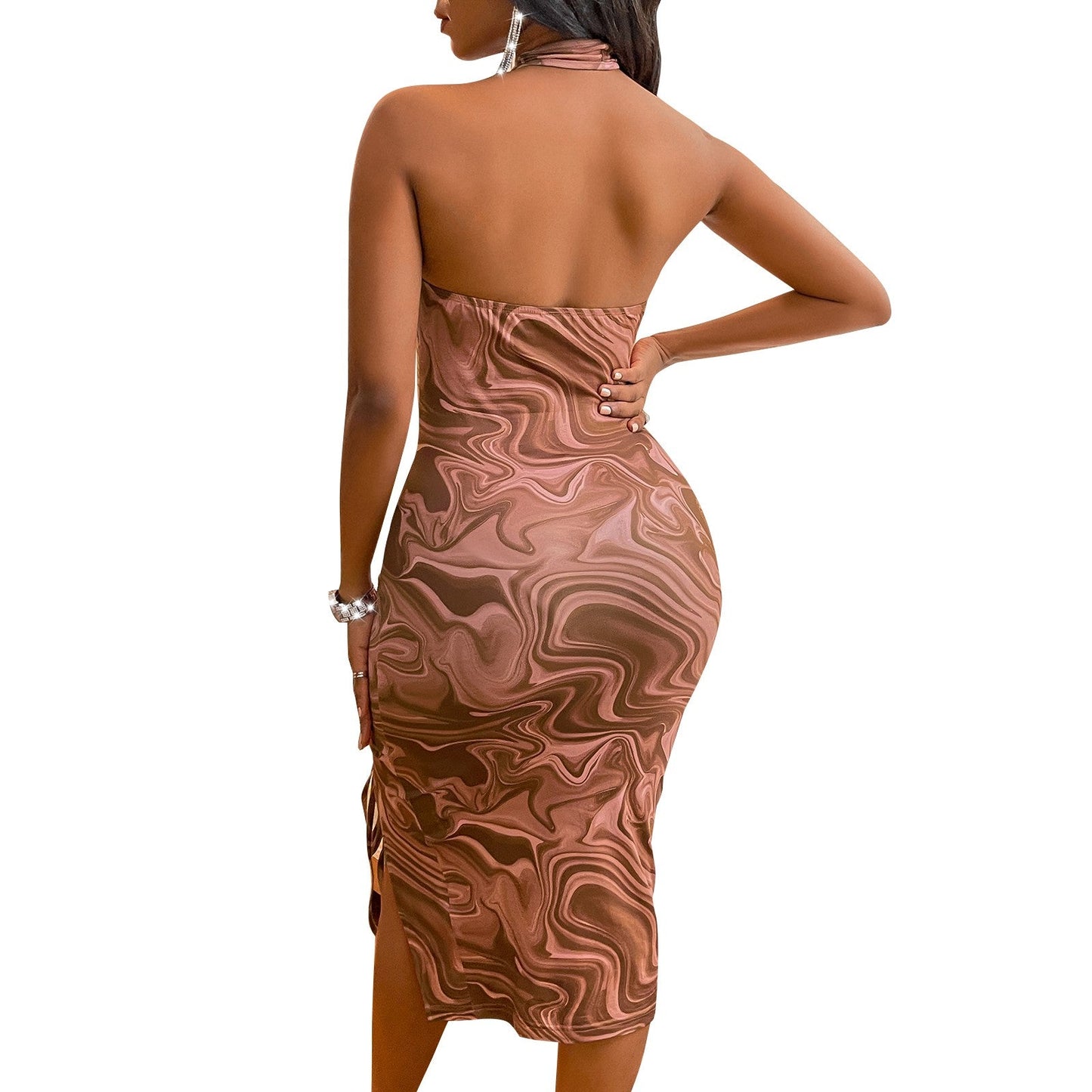 Evandra Open-Ended Halterneck Mini Dress