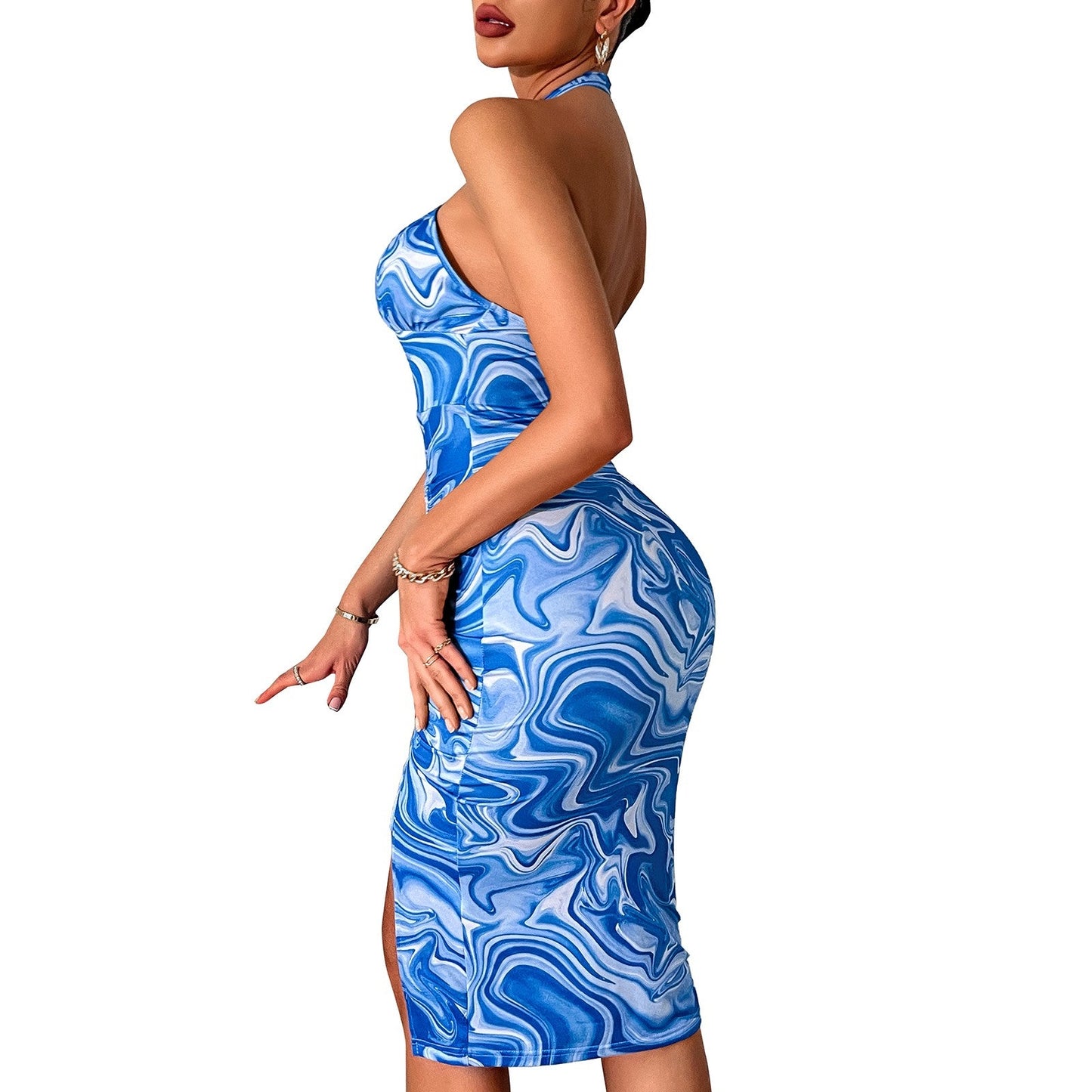 Evandra Open-Ended Halterneck Mini Dress