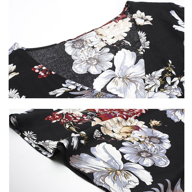 Fiorelle Floral V-Neck Midi Dress