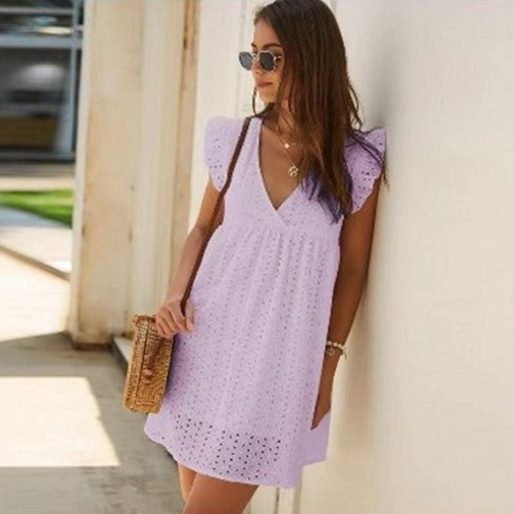 Serenya Cotton Ruffle Dress