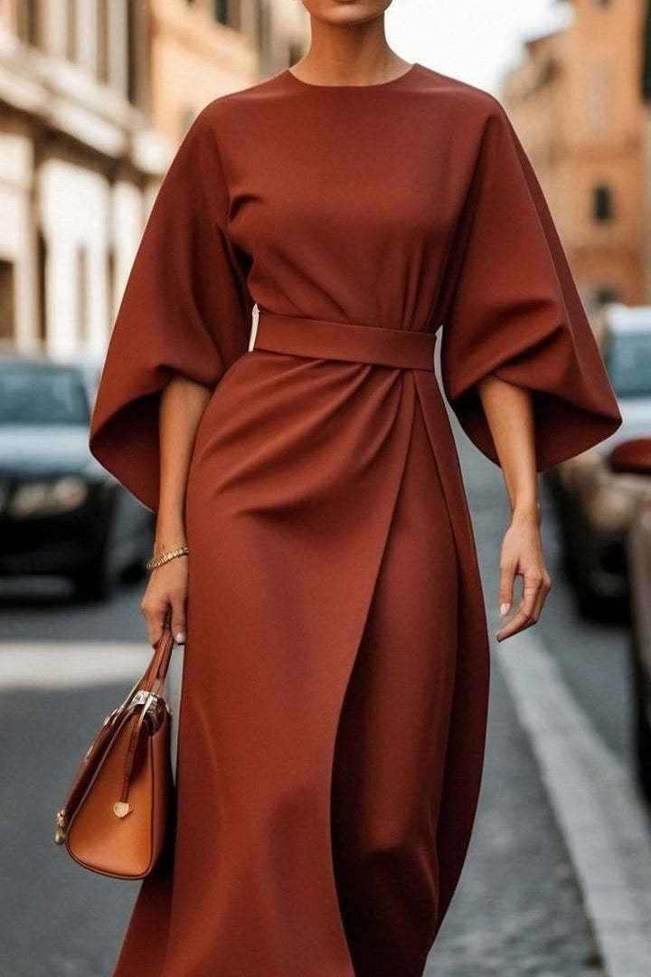 Sylvara Batwing Belted Dress