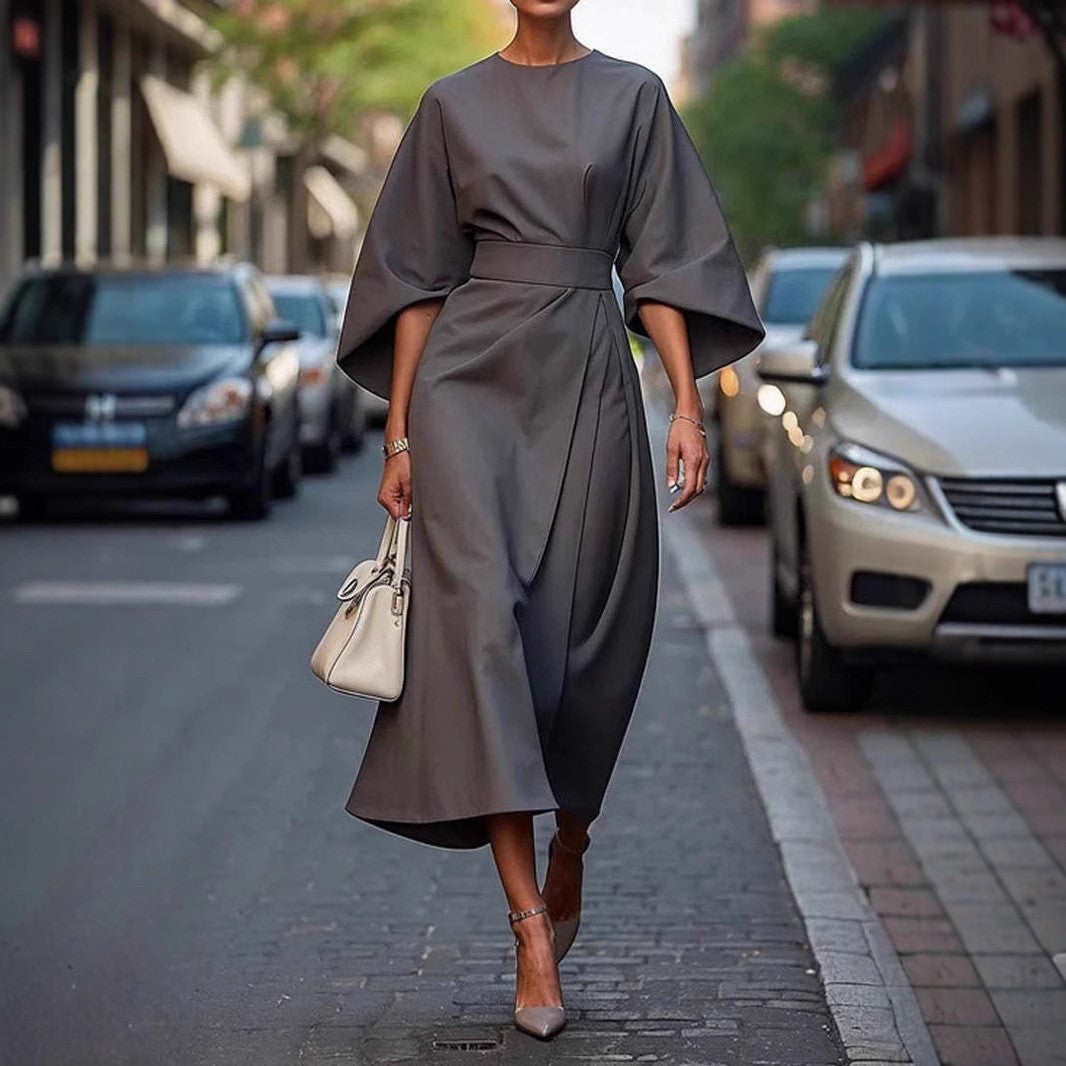 Sylvara Batwing Belted Dress
