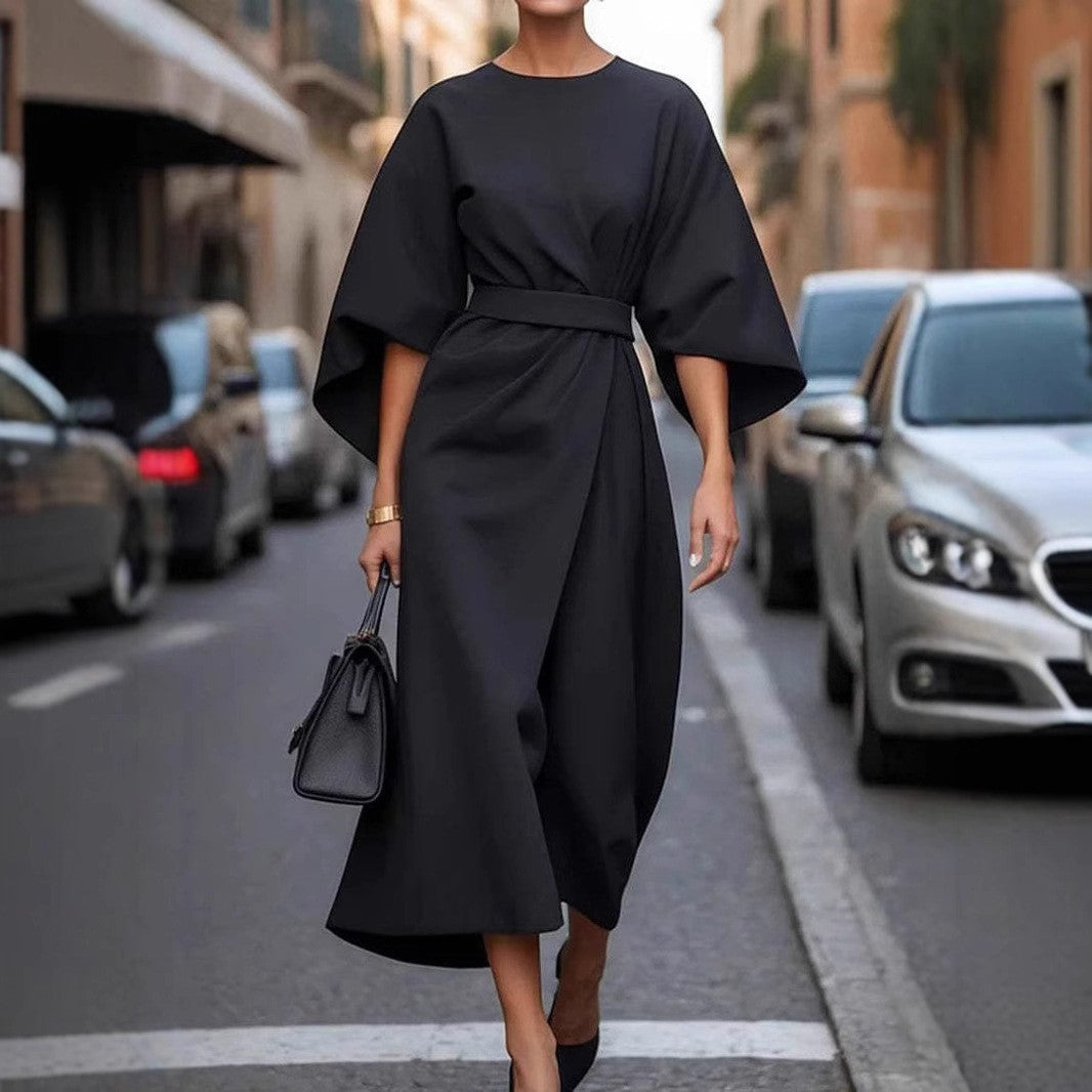 Sylvara Batwing Belted Dress