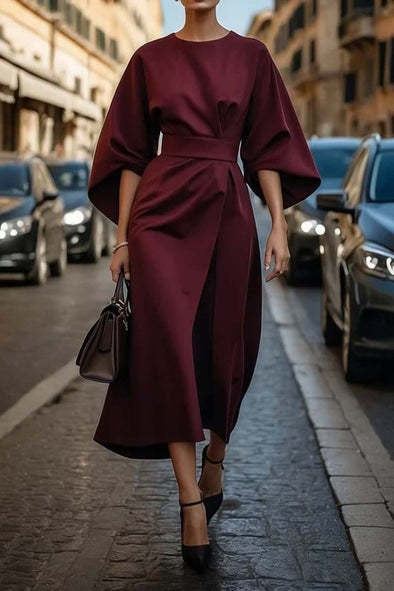Sylvara Batwing Belted Dress