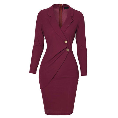 Arvella Buttoned Polo Collar Midi Dress