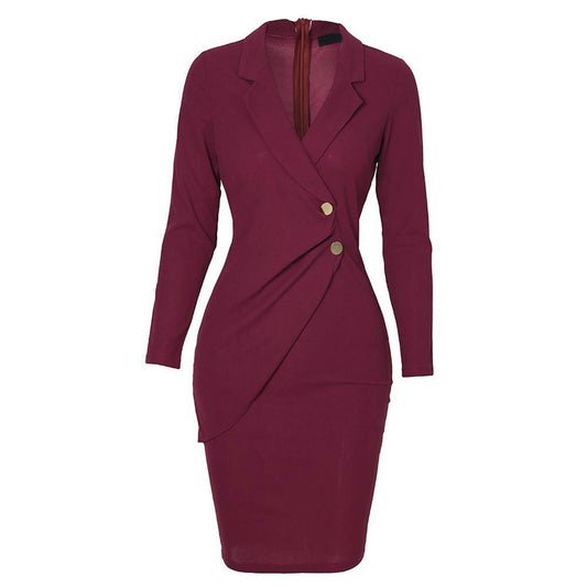 Arvella Buttoned Polo Collar Midi Dress