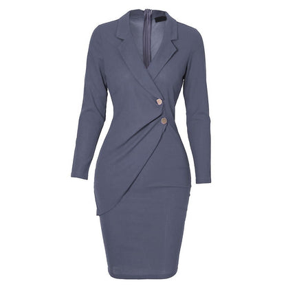 Arvella Buttoned Polo Collar Midi Dress