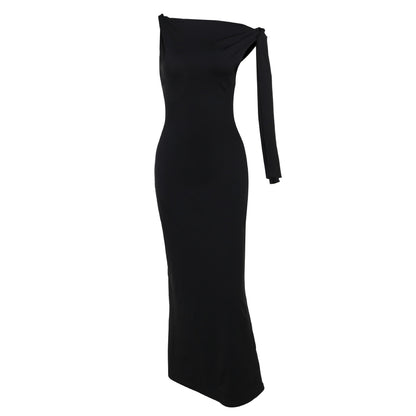 Arvella One-Shoulder Ribbon Dress