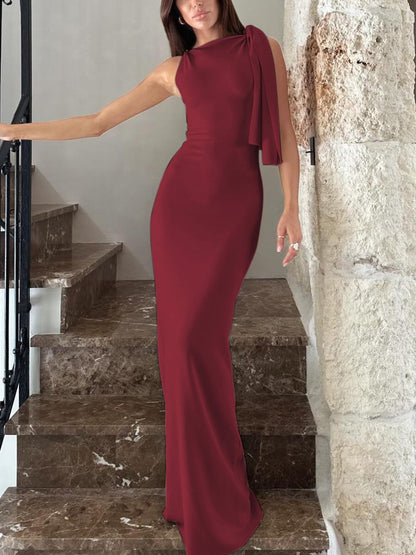 Arvella One-Shoulder Ribbon Dress
