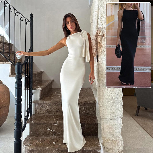 Arvella One-Shoulder Ribbon Dress