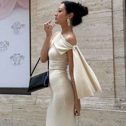 Arvella One-Shoulder Ribbon Dress