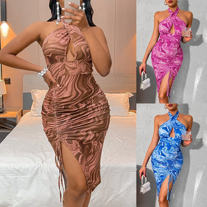 Evandra Open-Ended Halterneck Mini Dress
