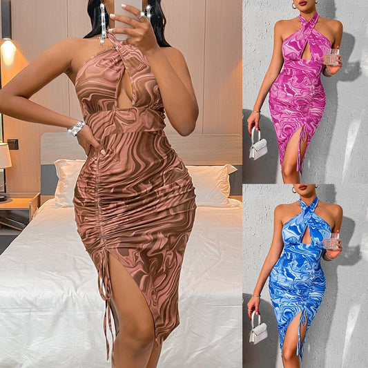 Evandra Open-Ended Halterneck Mini Dress