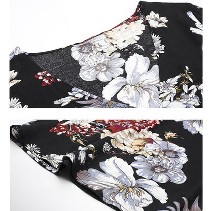 Fiorelle Floral V-Neck Midi Dress