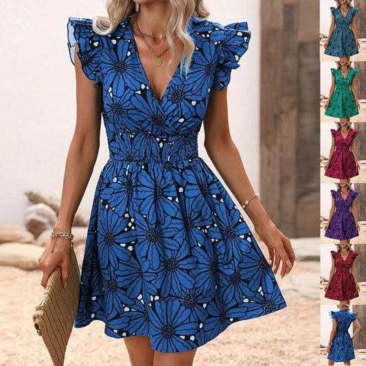 Florenya Ruffled V-Neck Mini Dress