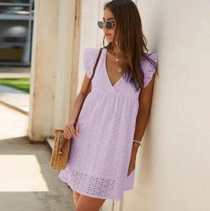Serenya Cotton Ruffle Dress