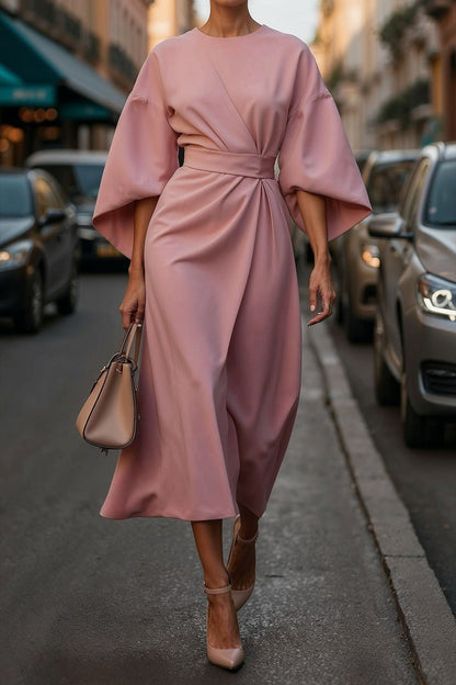 Sylvara Batwing Belted Dress