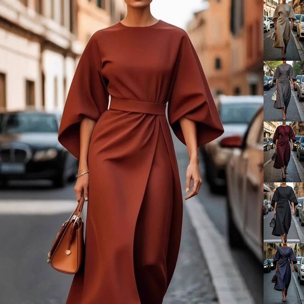 Sylvara Batwing Belted Dress
